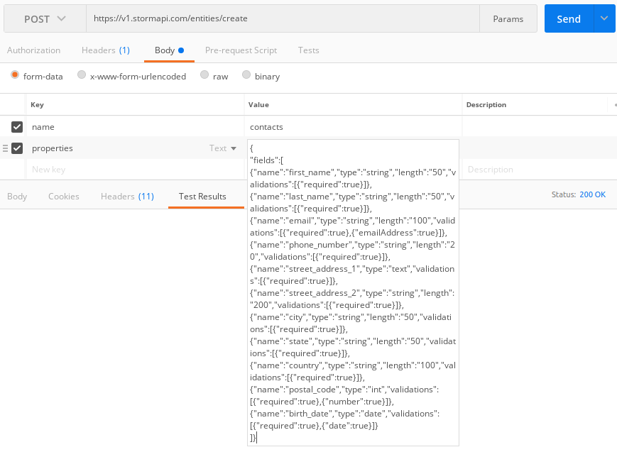 Create a “contacts” entity